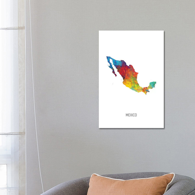 Mexico Map by Michael Tompsett - Wrapped Canvas Art Prints, 66.04 cm H x 45.72 cm W x 3.175 cm D