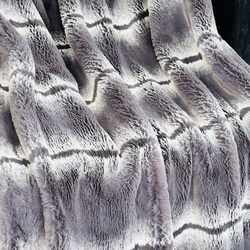 Couverture Fluffy Fields, L 36 po x L 60 po, gris