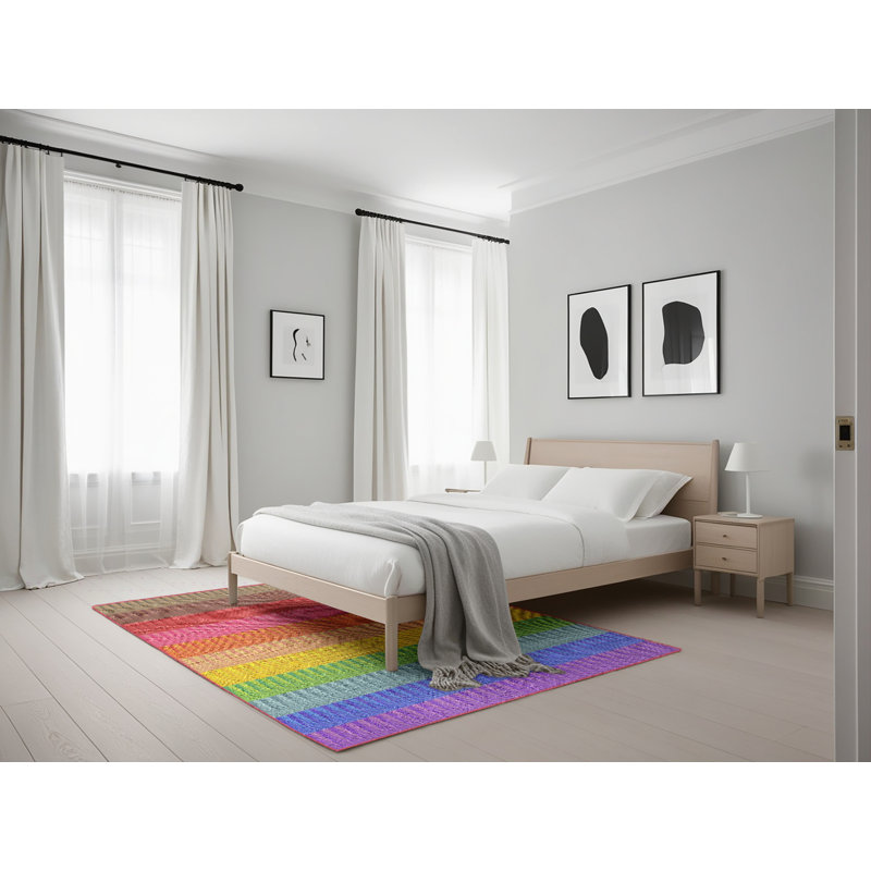 Tapis rose/rouge/brun à motifs, Rectangle 5 pi x 7 pi