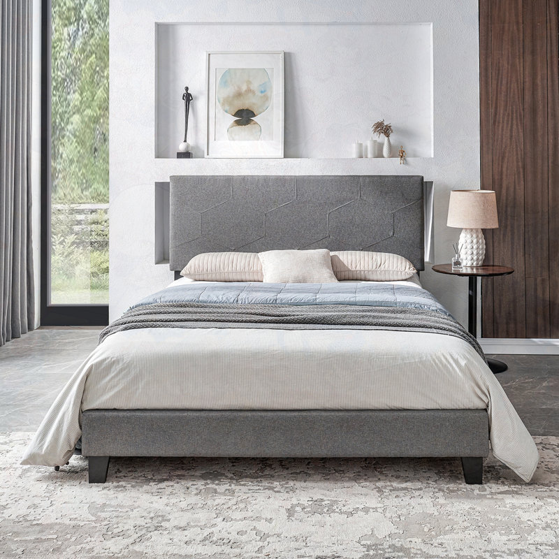 Lit tapissier Hudayfi, Gris, Grand
