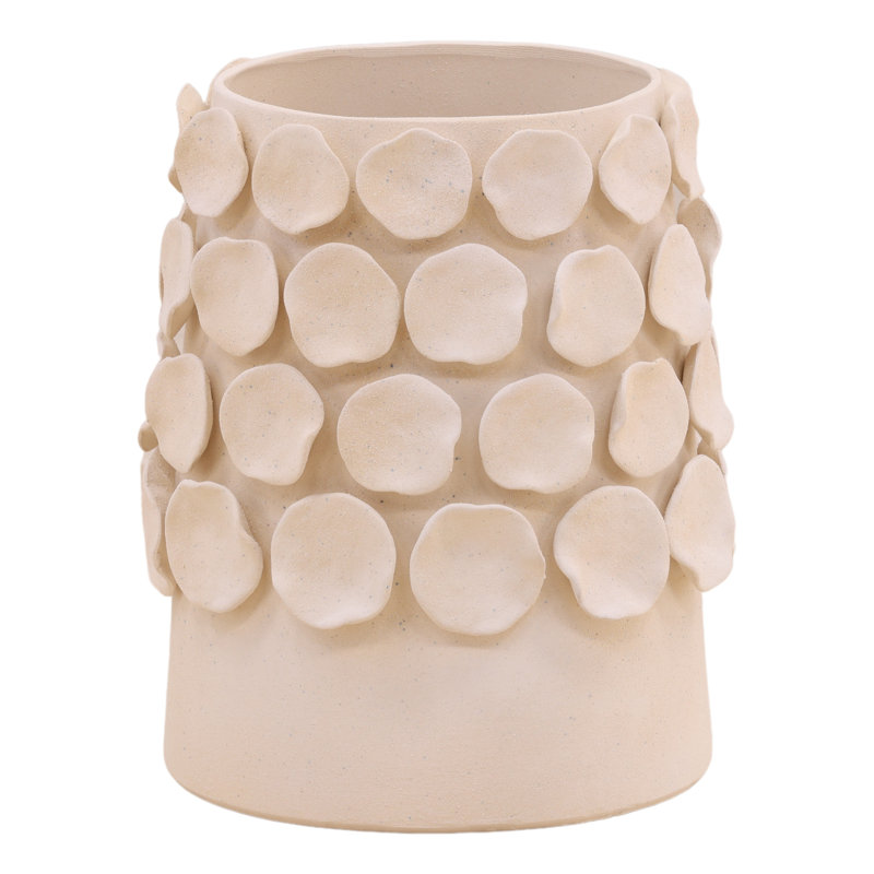Vase Calypso crème, H 14 po x l 11,5 po x P 11,5 po