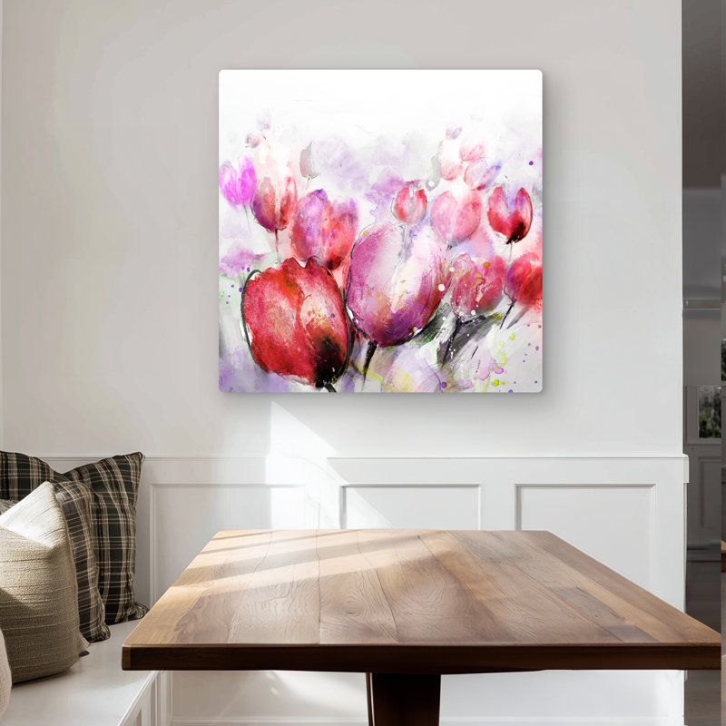 Abstract Blurry Tulips - Office Botanical Metal Print Decor