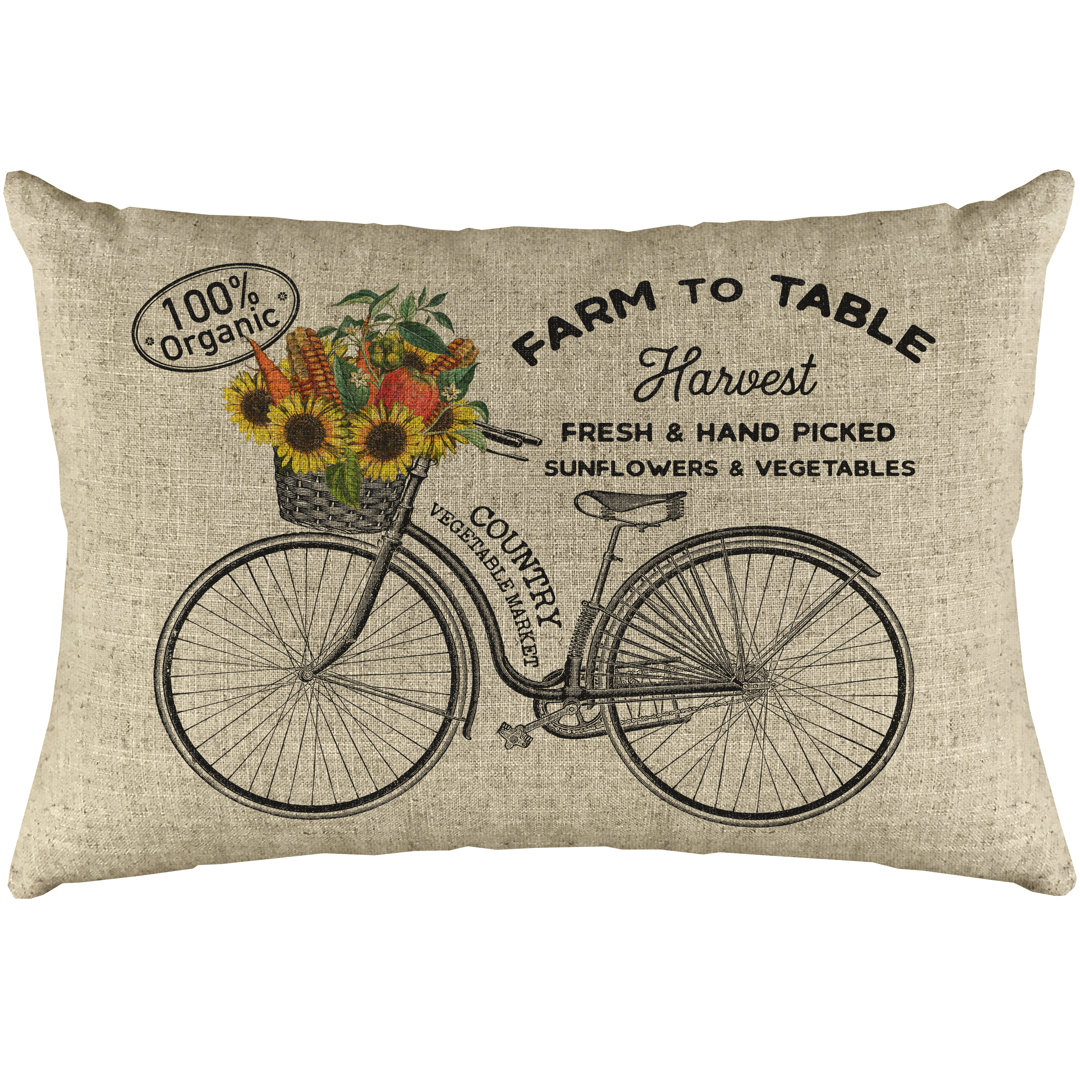  Farm to Table Bike Rectangular Linen Lumbar Pillow TheWatsonShop