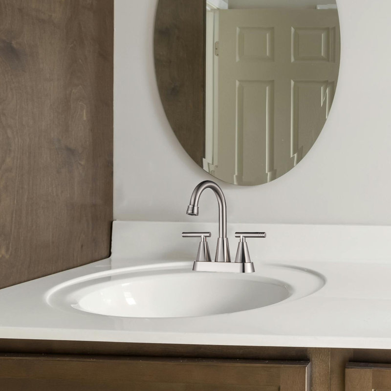 Centerset 2-handle Bathroom Faucet with Drain Assembly, Brushed Nickel