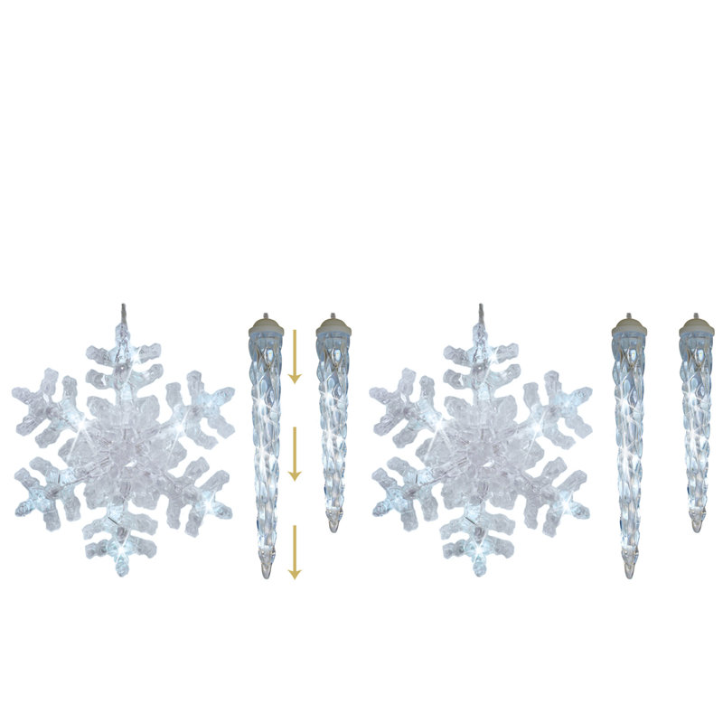 The Holiday Aisle® 9 Ct Amazing! Snowfall With Random Morphing Snowflake LED Light Show, Crystal White