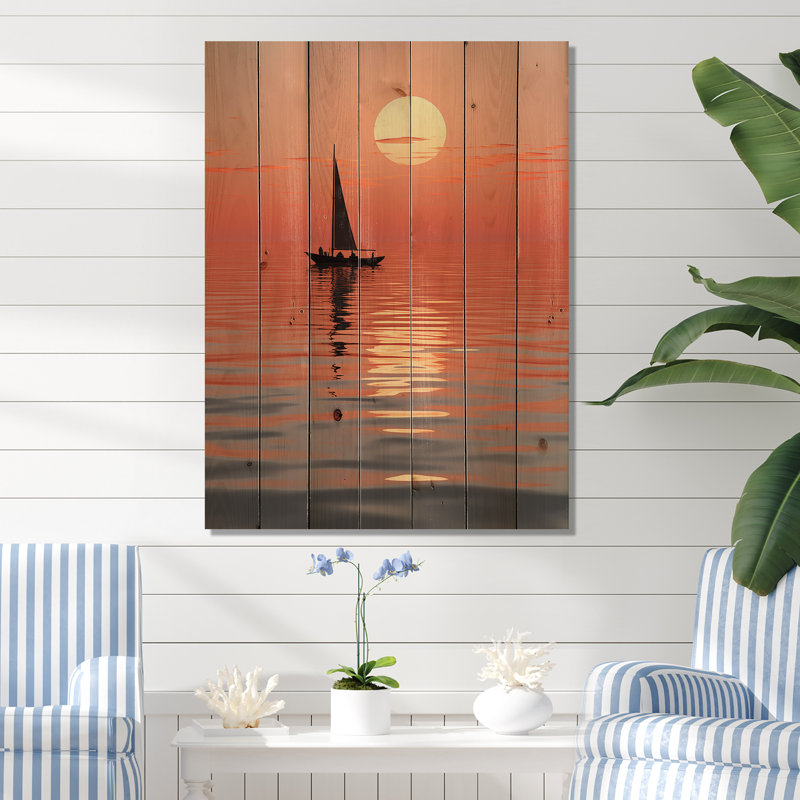 Coastal Sunset Serenity - Art mural en bois côtier sur bois de pin naturel, H 20 po x l 10 po