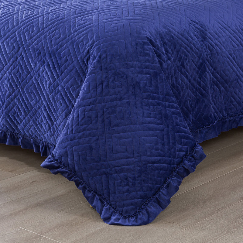 Modern & Contemporary Quilt, King Quilt + 2 King Shams, Navy