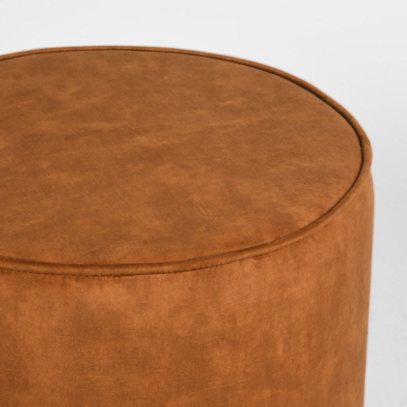 55cm Wide Round Solid Colour Pouffe Ottoman, Ochre