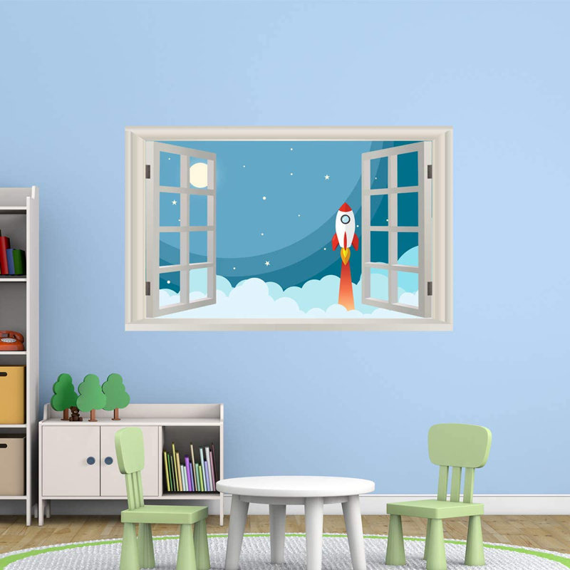 Adhésif décoratif vaisseau spatial pour enfants, H 16 po x l 24 po