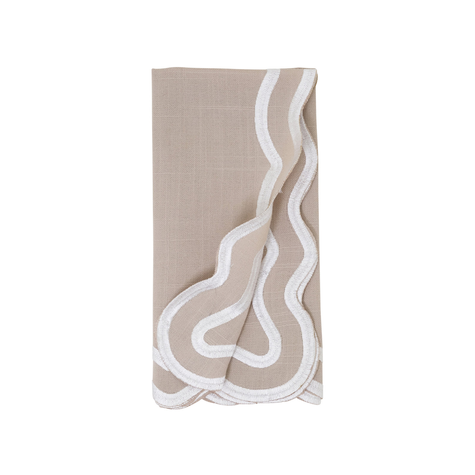 Scalloped Cotton Napkin, Taupe
