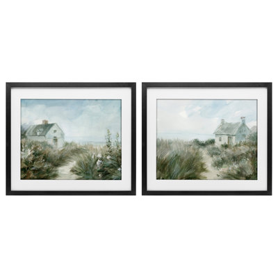 Paths to Windswept Cottage, ensemble de 2 reproductions encadrées sous verre, par Danhui Nai