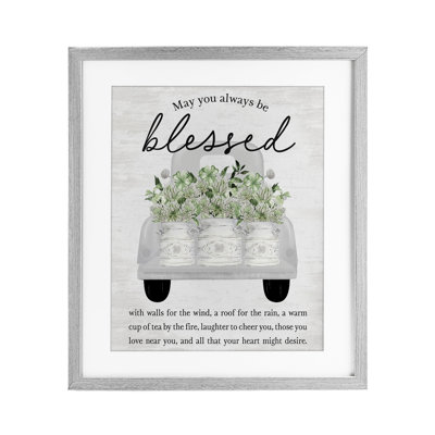 «Always Be Blessed Spring Florals», reproduction imprimée sous verre encadrée