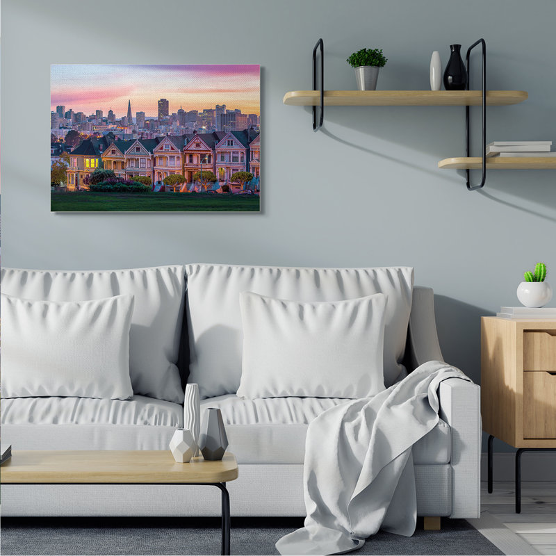 San Francisco, Californie, coucher de soleil, architecture de paysage urbain, Toile tendue, H 30 po x l 40 po