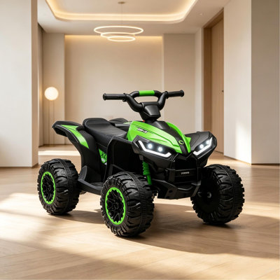 12V Kids 4 Wheeler ATV Ride On Toy, Dual Motor Electric Vehicle with High Low Speed, Music and Headlights, Up to 3.7 MPH