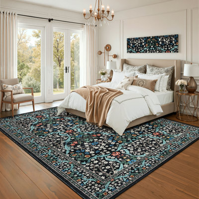 Tapis lavables Botanical Floral pour le salon, la chambre à coucher et les couloirs