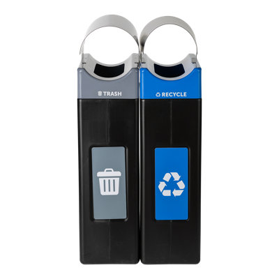 Commercial Zone Avante 2-Stream Trash and Recycling Center, 55-Gallon Trash and 30-Gallon Recycle Units w/Canopy Lids, Liners Included