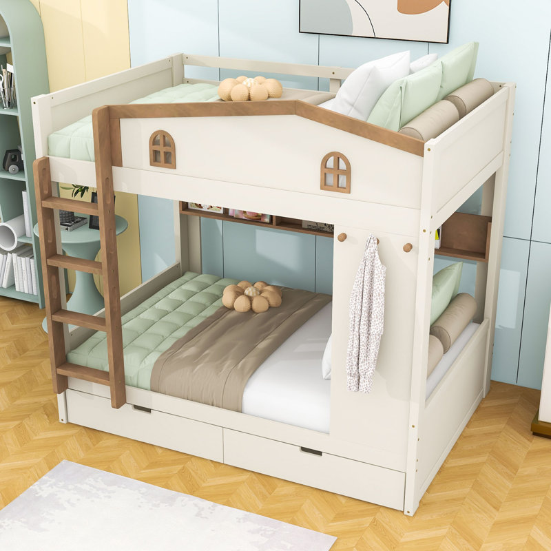 Bunk Bed with Storage Drawers and Shelves