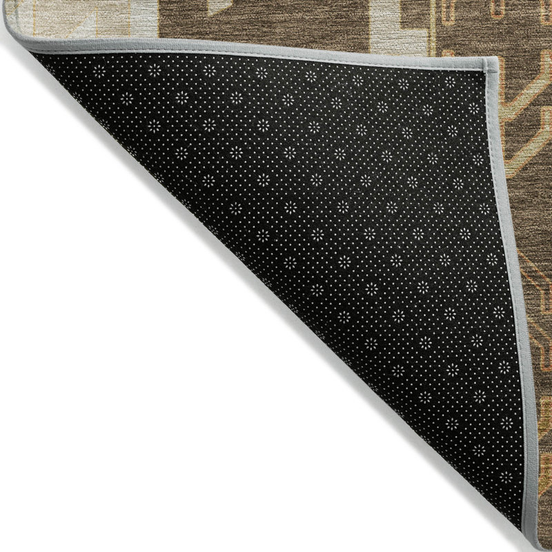 Solara Brown Washable Indoor-Outdoor Rug - , 5' x 7'6"