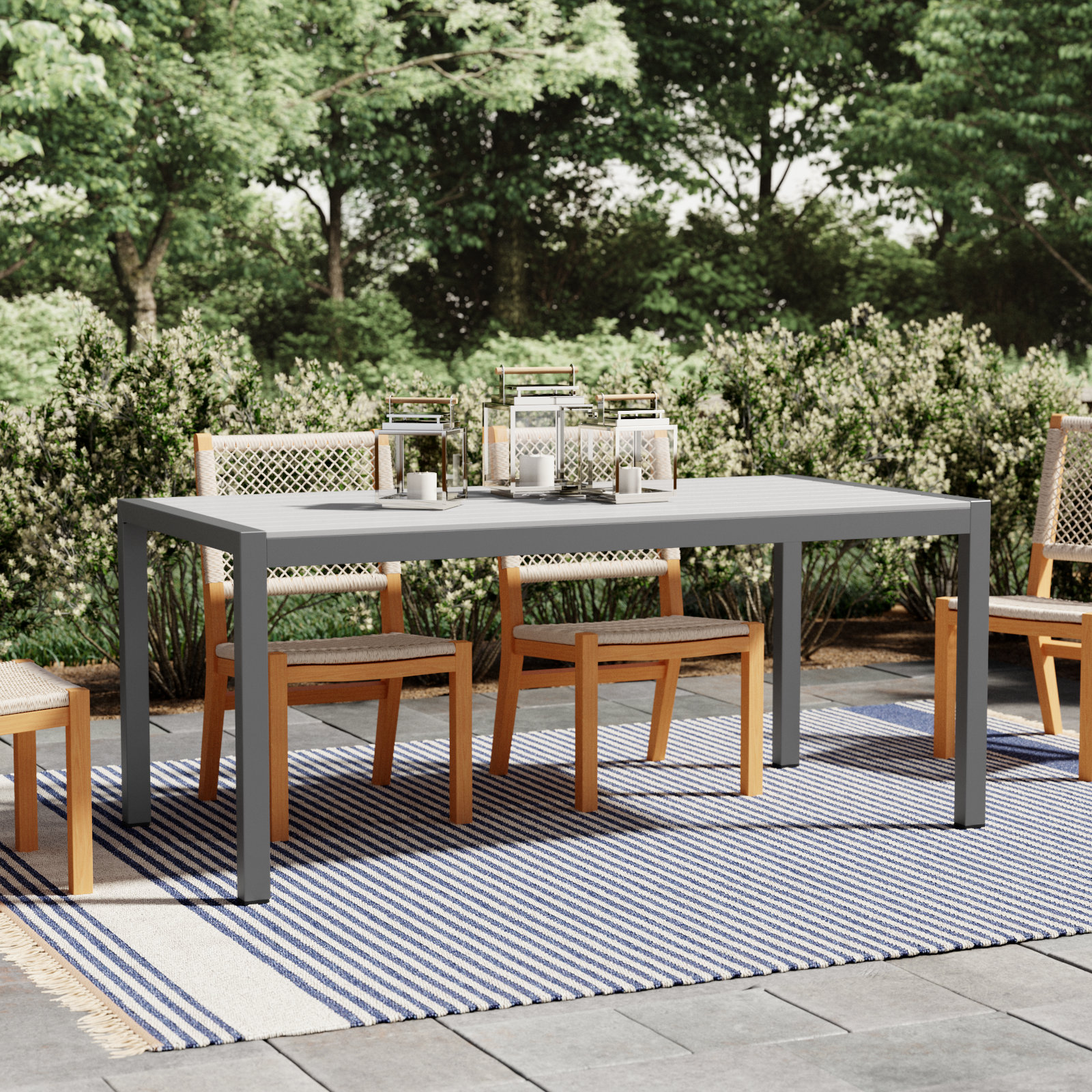 Devan 71 " Patio Dining Table, Silver, White