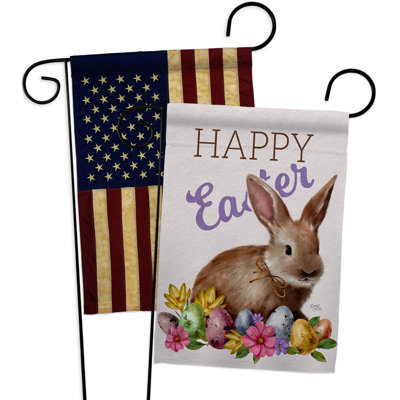 Drapeau de jardin en polyester 18 po x 13 po Bunny Eggs