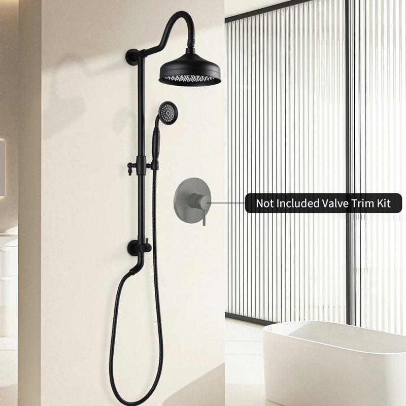 2.5 Gpm Dual Shower With 8" Rainfall Head And Handheld, Matte Black Appeal Brass System Handheld Option