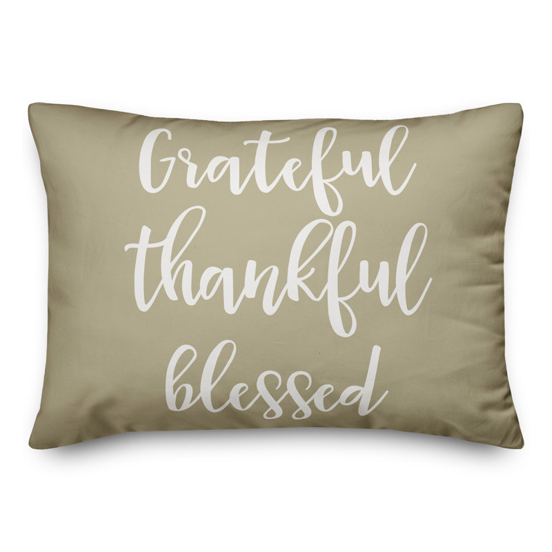  Grateful Thankful Blessed Lumbar Pillow, Beige