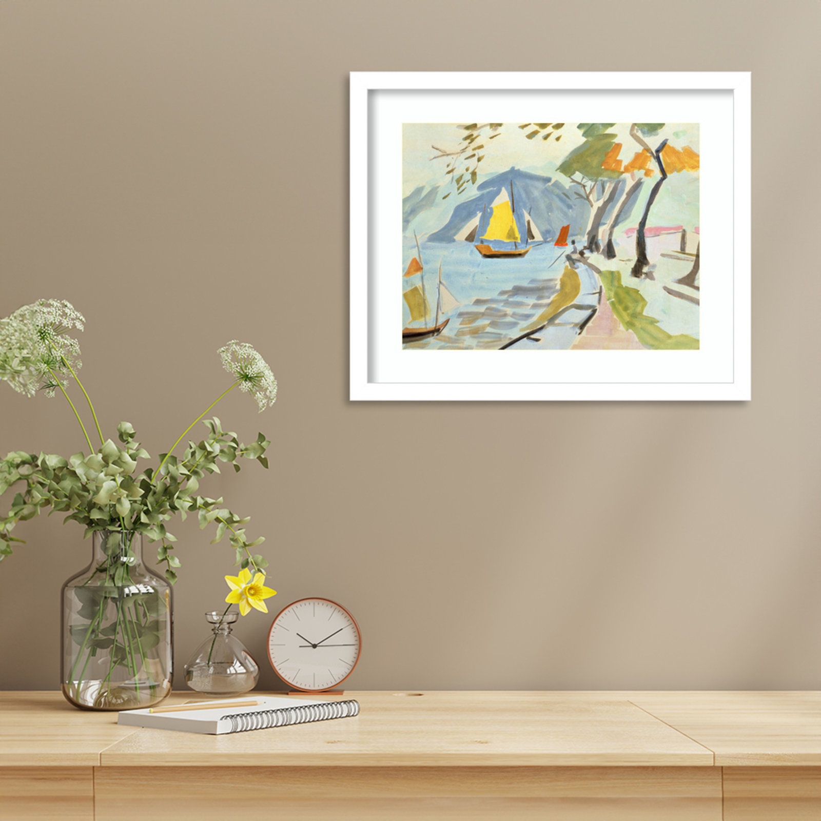 Macau Shoreline Print by Anne Durham, White, 14" H x 17" W x 1" D