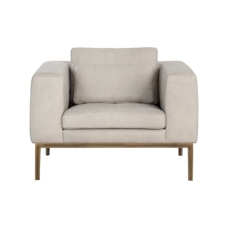 Lounge Chair, Beige Genuine Leather