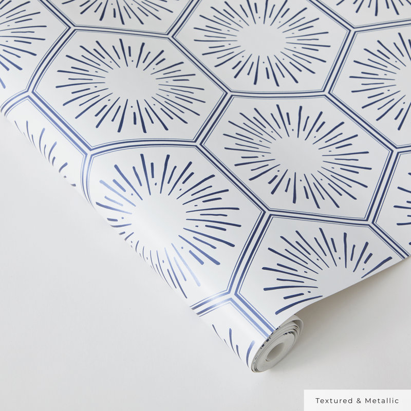 Papier peint adhésif Hello Sunshine, Bleu, L 16,5 po x l 20,5 po