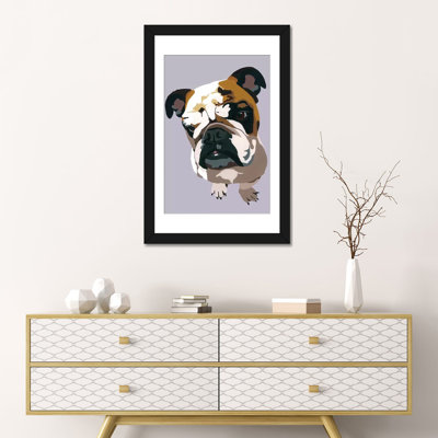 « bouledogue on gray » par julie ahmad, reproduction d’impression sur toile tendue