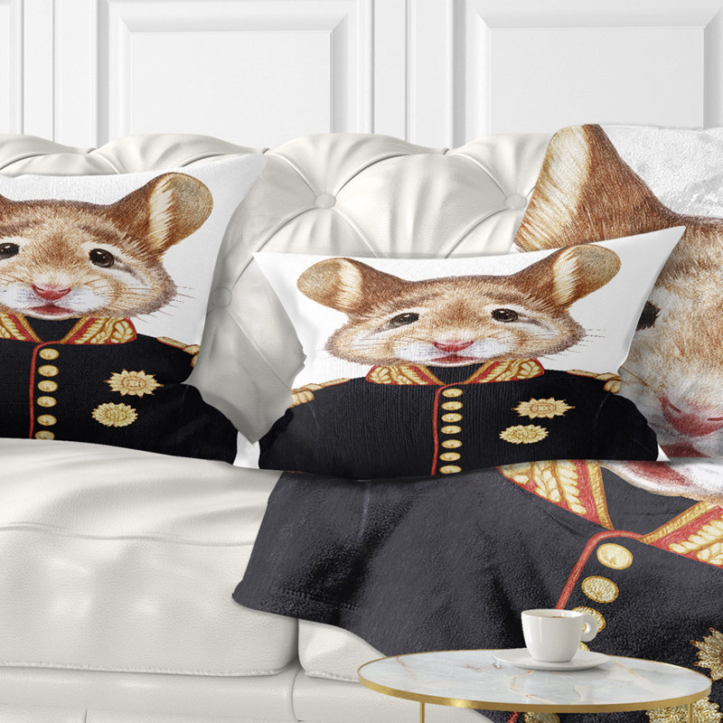 Souris en uniforme militaire - Coussin décoratif à imprimé animal