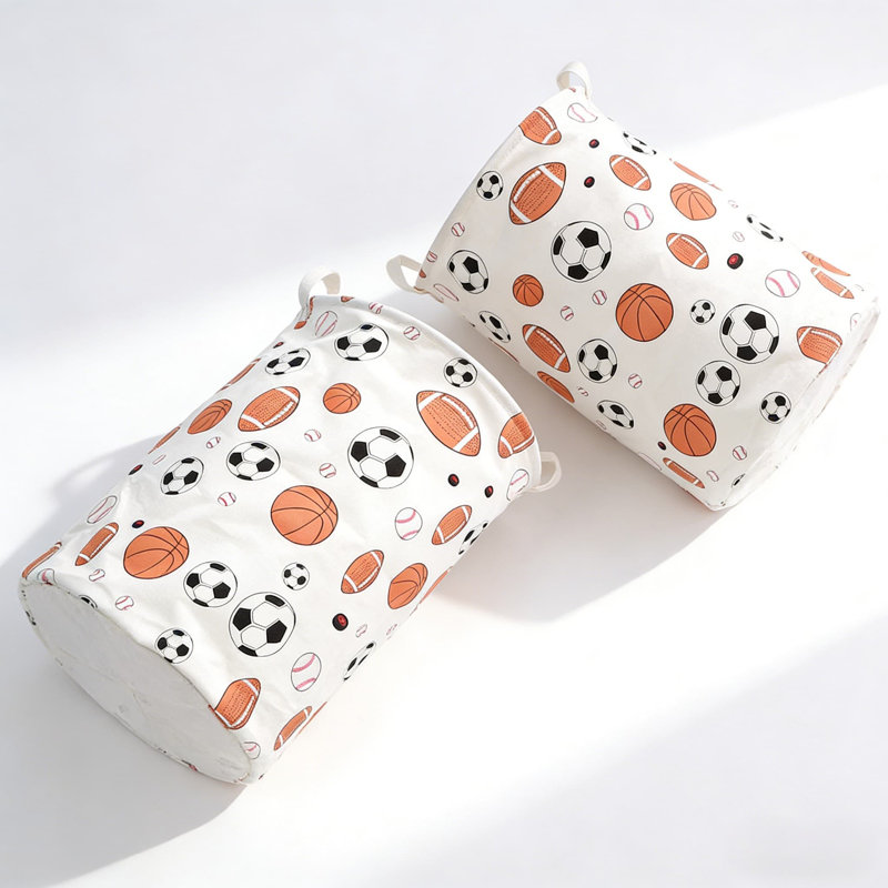 2Pcs,Kids Toy Storage Bag With Fun Cartoon Design - Large Capacity Foldable Laundry Hamper For Clothes, Toys, And Sports Equipment - Organization Solution For Bedrooms And Playrooms