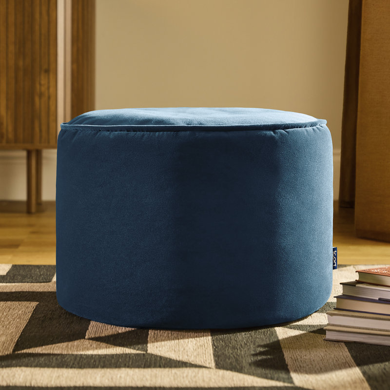 Milano 55Cm Wide Velvet Round Pouffe Ottoman, Navy Blue
