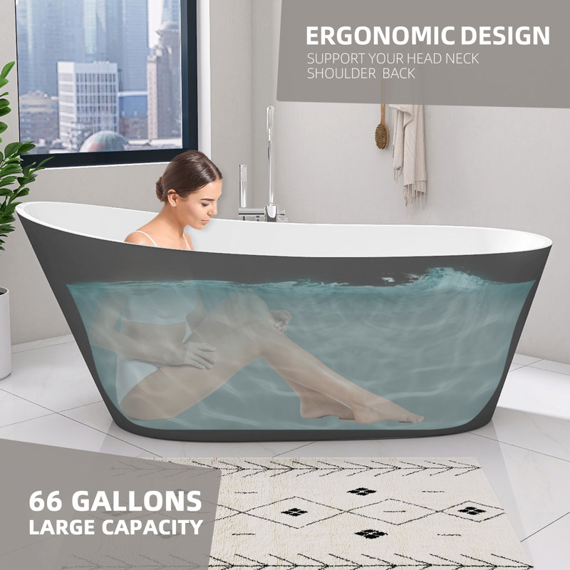 Bathtubs 59'' x 29.12'' Soaking Acrylic Bathtub
