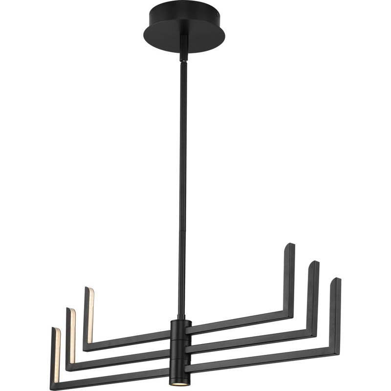 Lustre linéaire moderne à 6 lumières DEL Lolita, Noir mat