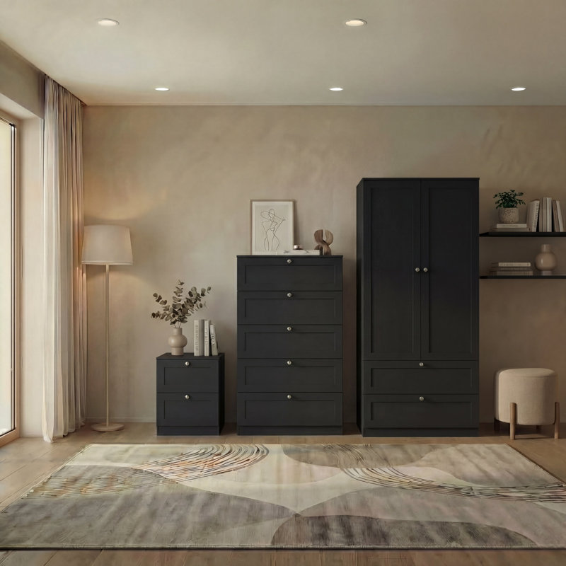 3 Piece Bedroom Set, Black