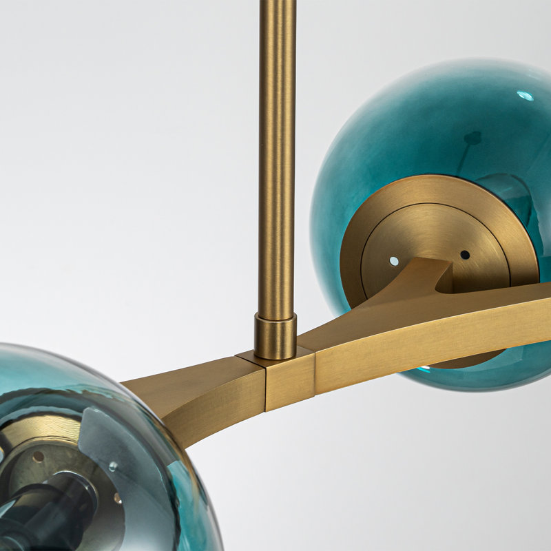 Kaynen 8- Light Modern Sputnik Glass Chandelier With Gradient Glass Globes, Gold, Blue