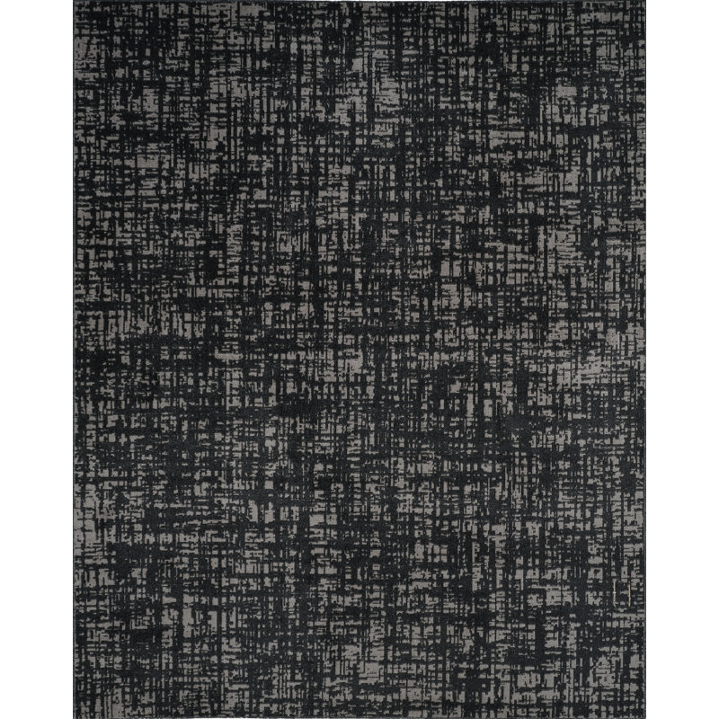 Machine Washable Frances Gray/Black Rug, Rectangle 10' x 14'
