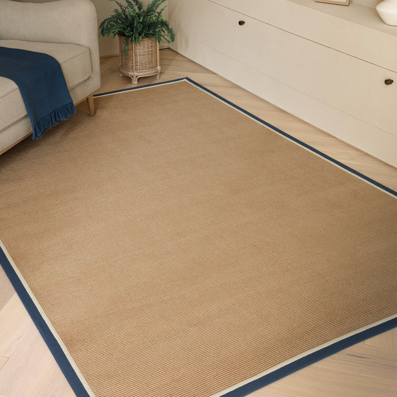 Rondle Boucle Jute Area Rug, Rectangle 120 x 170 cm, Blue Cream 