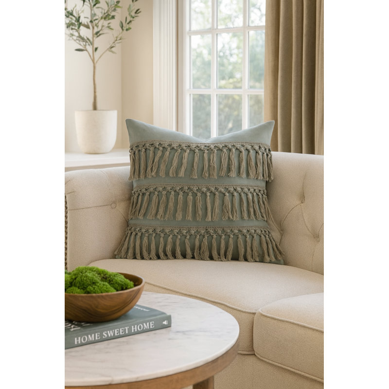  Reversible Throw Pillow, No Insert, Sage Green