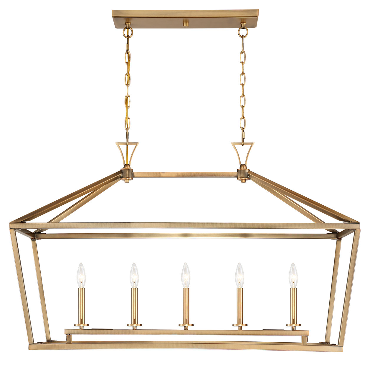 Hastings 5 Light Dimmable Pendant, Warm Brass, 23.5" H x 44" W x 16" D