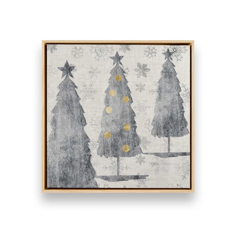 «Festive Silver Trees», reproduction sur toile, Encadrement brun, H 12,75 po x l 12,75 po x P 1,75 po