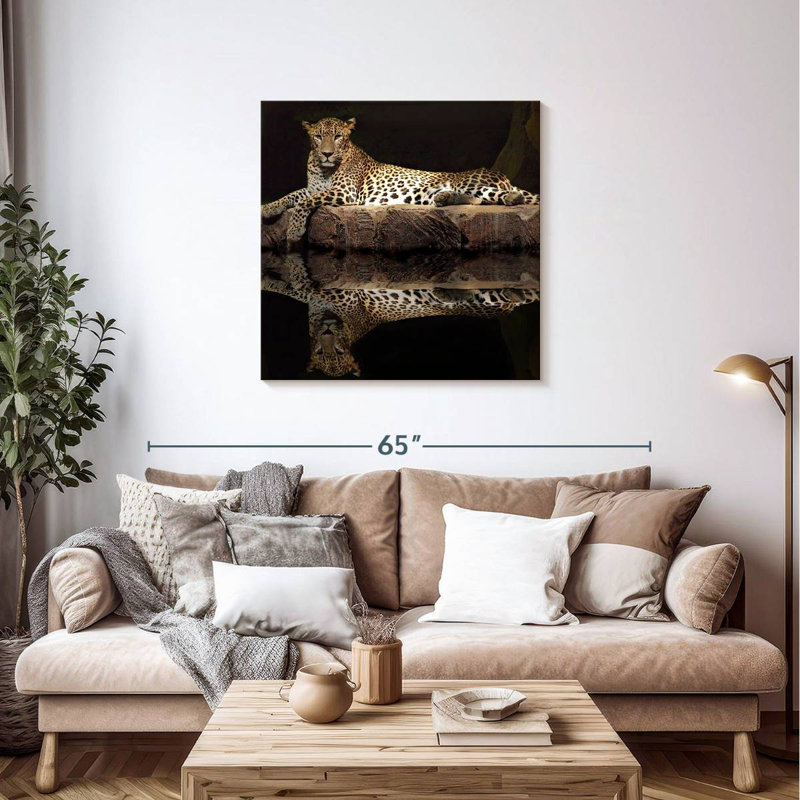 Brampt Leopard Water Reflection, 36" H x 36" W