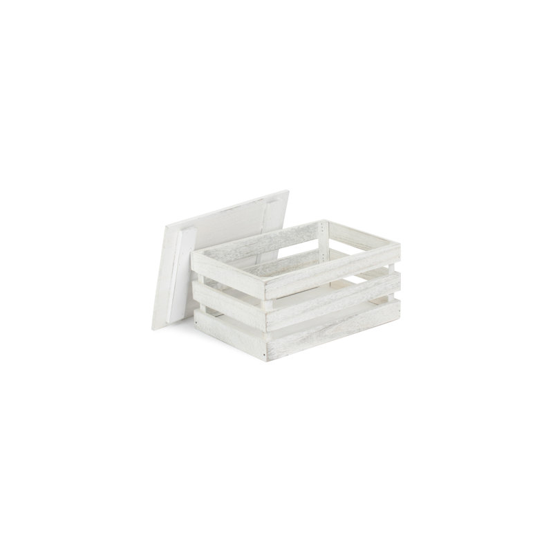 Slatted Wooden Storage Box, 13.5cm H x 20cm W x 30cm D, Natural