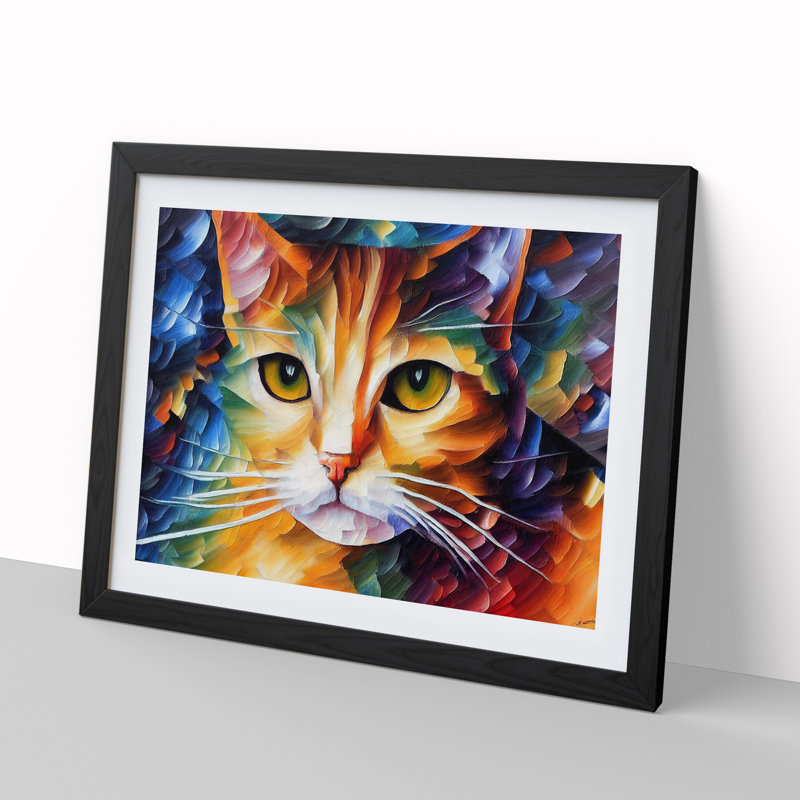 Cat Painting Vol.1 Abstract - Framed Print, 34cm H x 46cm W x 2cm D, Black
