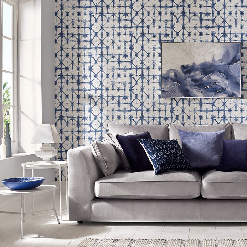 Indigo Geometric Peel & Stick Wallpaper Roll
