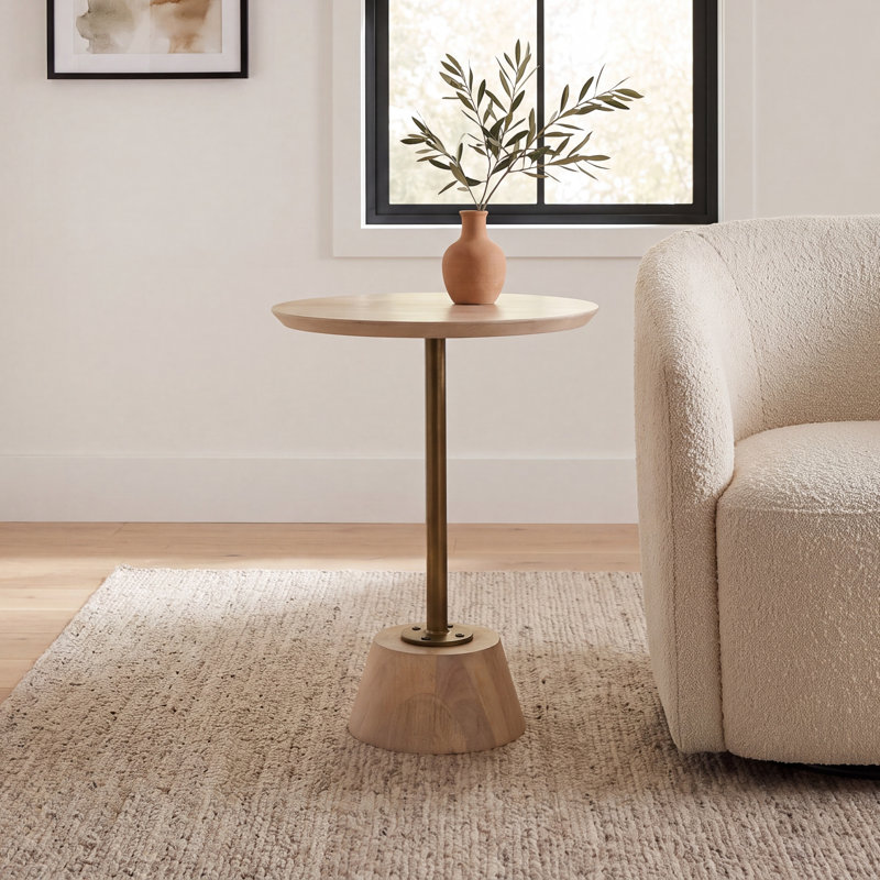 Thomas Solid Wood End Table, Dark Brown/Black