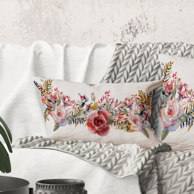 Coussin Rectangle, roses et fleurs sauvages
