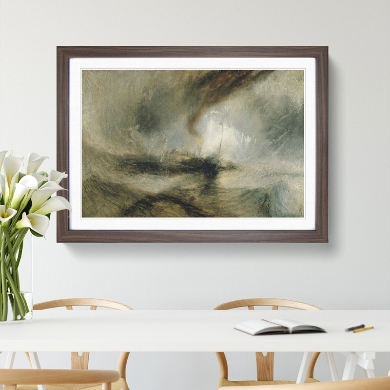 Snow Storm by Joseph Mallord William Turner - Picture Frame Painting, 27cm H x 36cm W x 2cm D, Walnut Framed