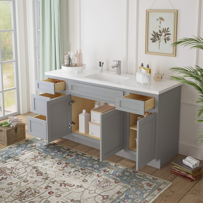 Base de meuble-lavabo simple 60 po seulement, Gris